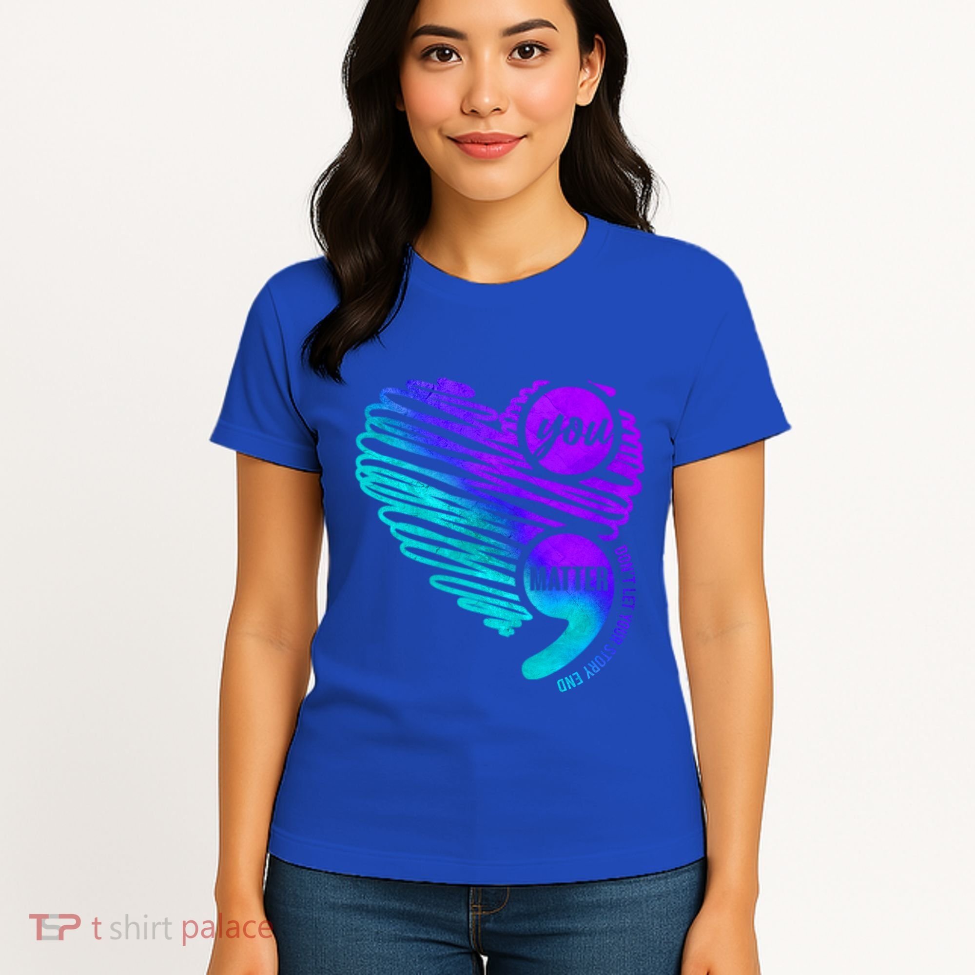 Suicide Prevention Awareness Week You Matter Semicolon Heart Cute Gift Women's T-Shirt