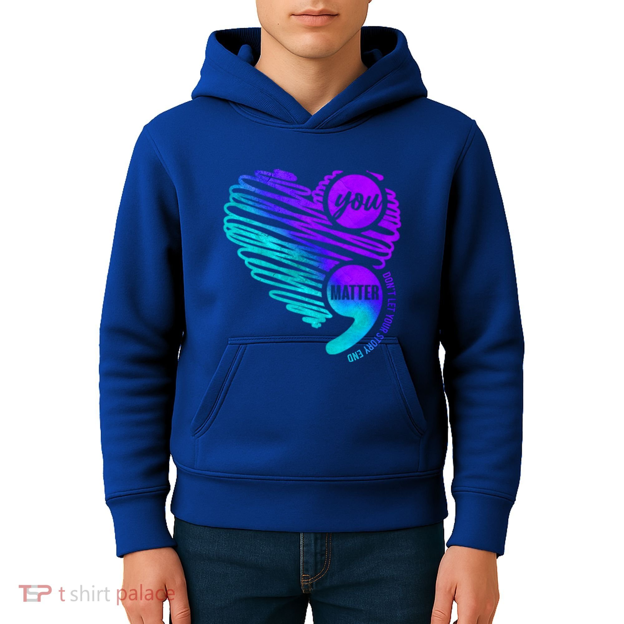 Suicide Prevention Awareness Week You Matter Semicolon Heart Cute Gift Kids Hoodie