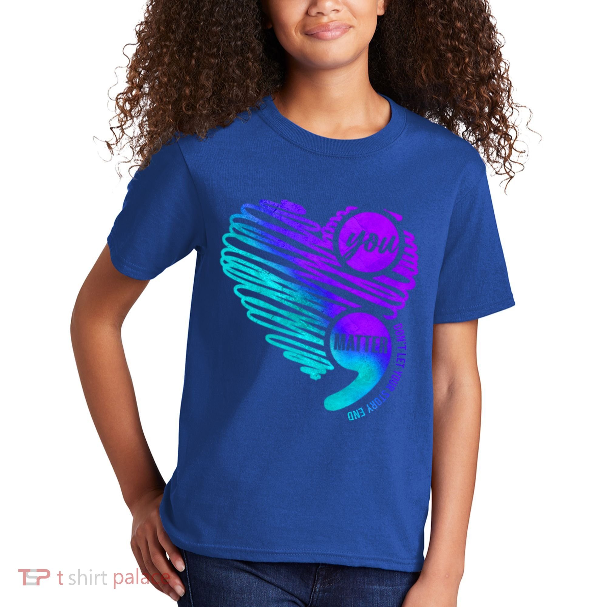 Suicide Prevention Awareness Week You Matter Semicolon Heart Cute Gift Kids T-Shirt