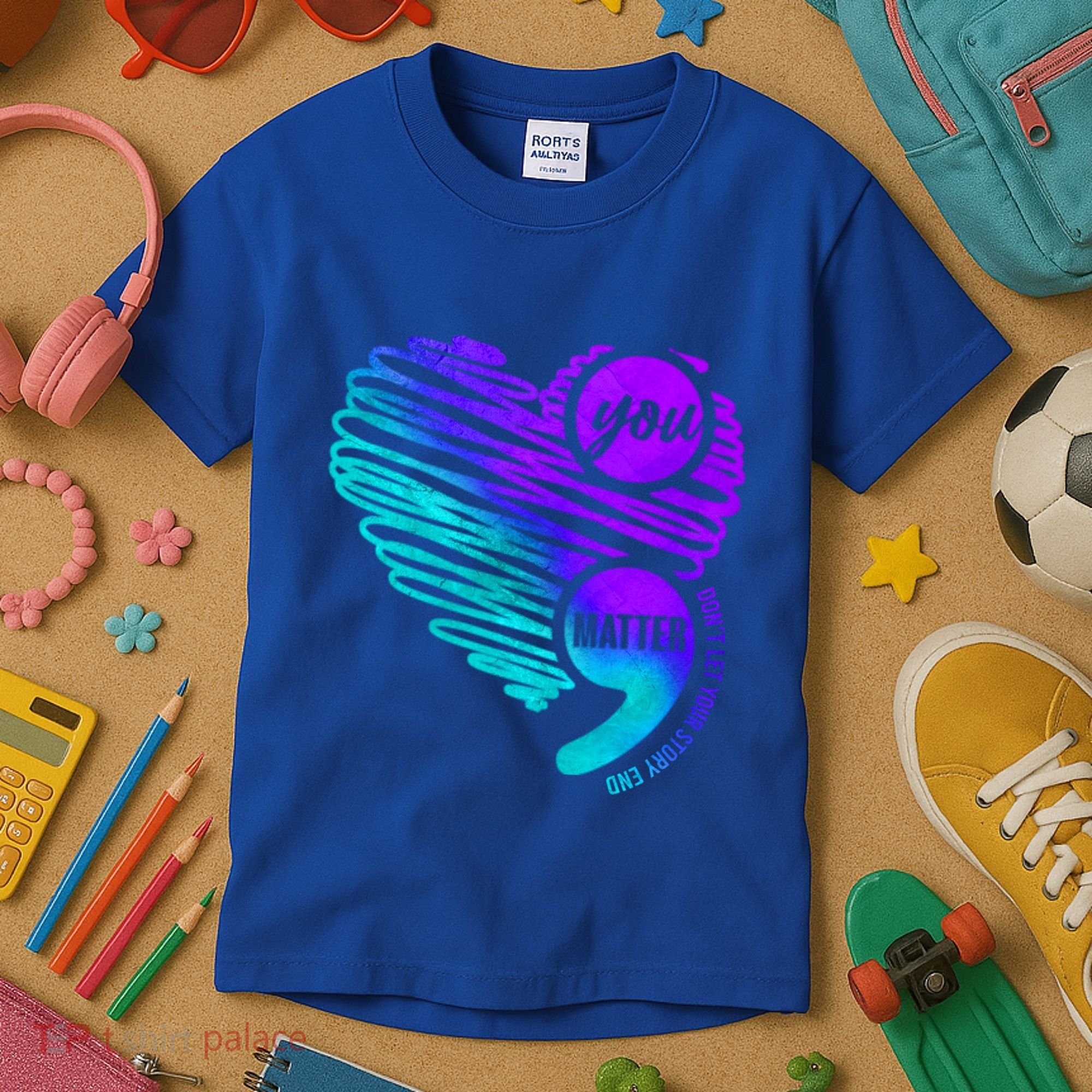 Suicide Prevention Awareness Week You Matter Semicolon Heart Cute Gift Kids T-Shirt