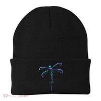 Suicide Prevention Awareness Warrior Dragonfly Semicolon Beanie thumb 0