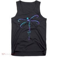 Suicide Prevention Awareness Warrior Dragonfly Semicolon Tank Top thumb 0