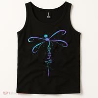 Suicide Prevention Awareness Warrior Dragonfly Semicolon Tank Top thumb 2