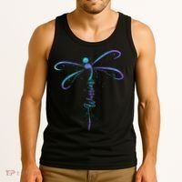 Suicide Prevention Awareness Warrior Dragonfly Semicolon Tank Top thumb 3