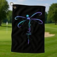 Suicide Prevention Awareness Warrior Dragonfly Semicolon Golf Towel thumb 1