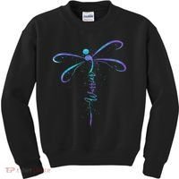 Suicide Prevention Awareness Warrior Dragonfly Semicolon Kids Sweatshirt thumb 0