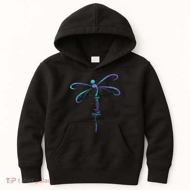 Suicide Prevention Awareness Warrior Dragonfly Semicolon Kids Hoodie