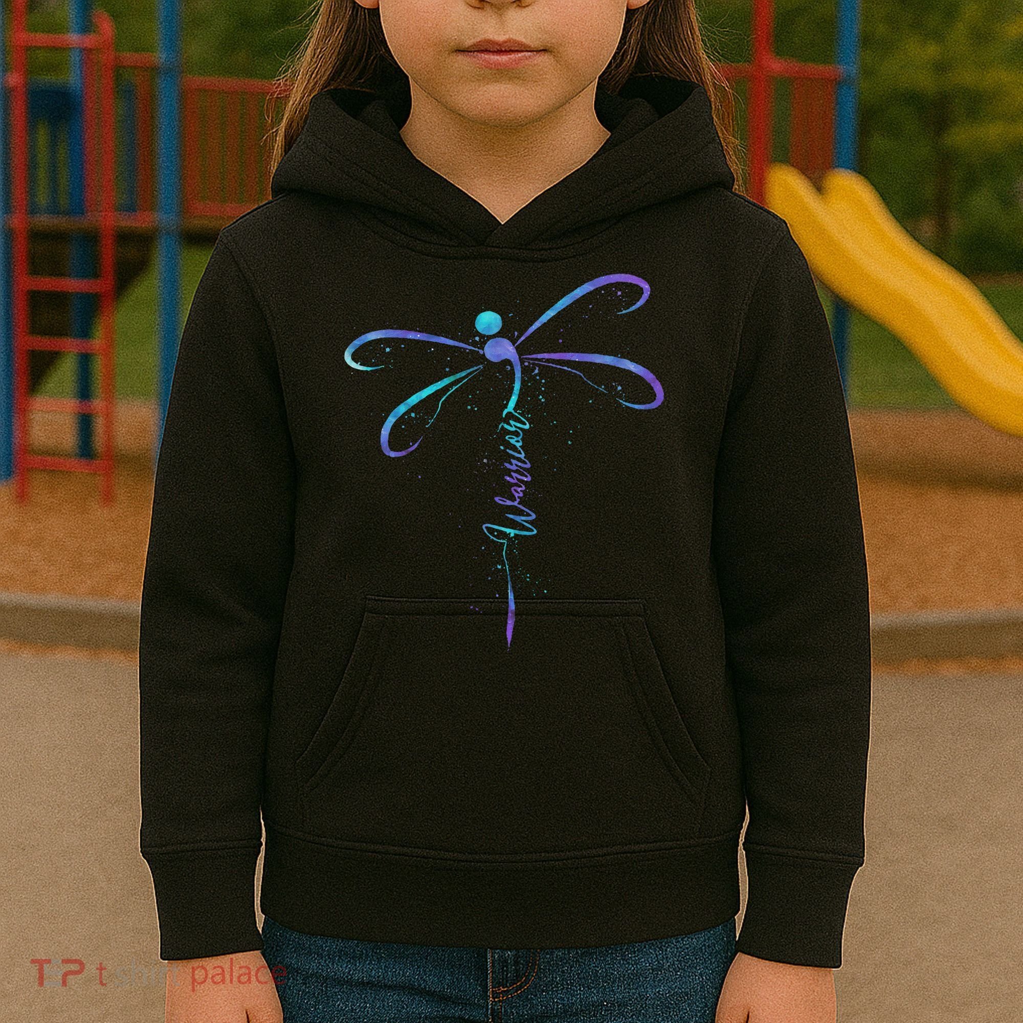 Suicide Prevention Awareness Warrior Dragonfly Semicolon Kids Hoodie