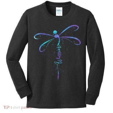 Suicide Prevention Awareness Warrior Dragonfly Semicolon Kids Long Sleeve Shirt