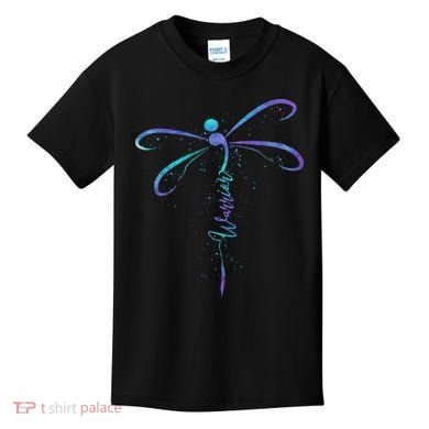 Suicide Prevention Awareness Warrior Dragonfly Semicolon Kids T-Shirt