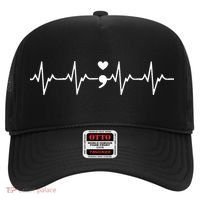 Suicide Prevention Awareness HeartBeat Semicolon Gift Hat thumb 0
