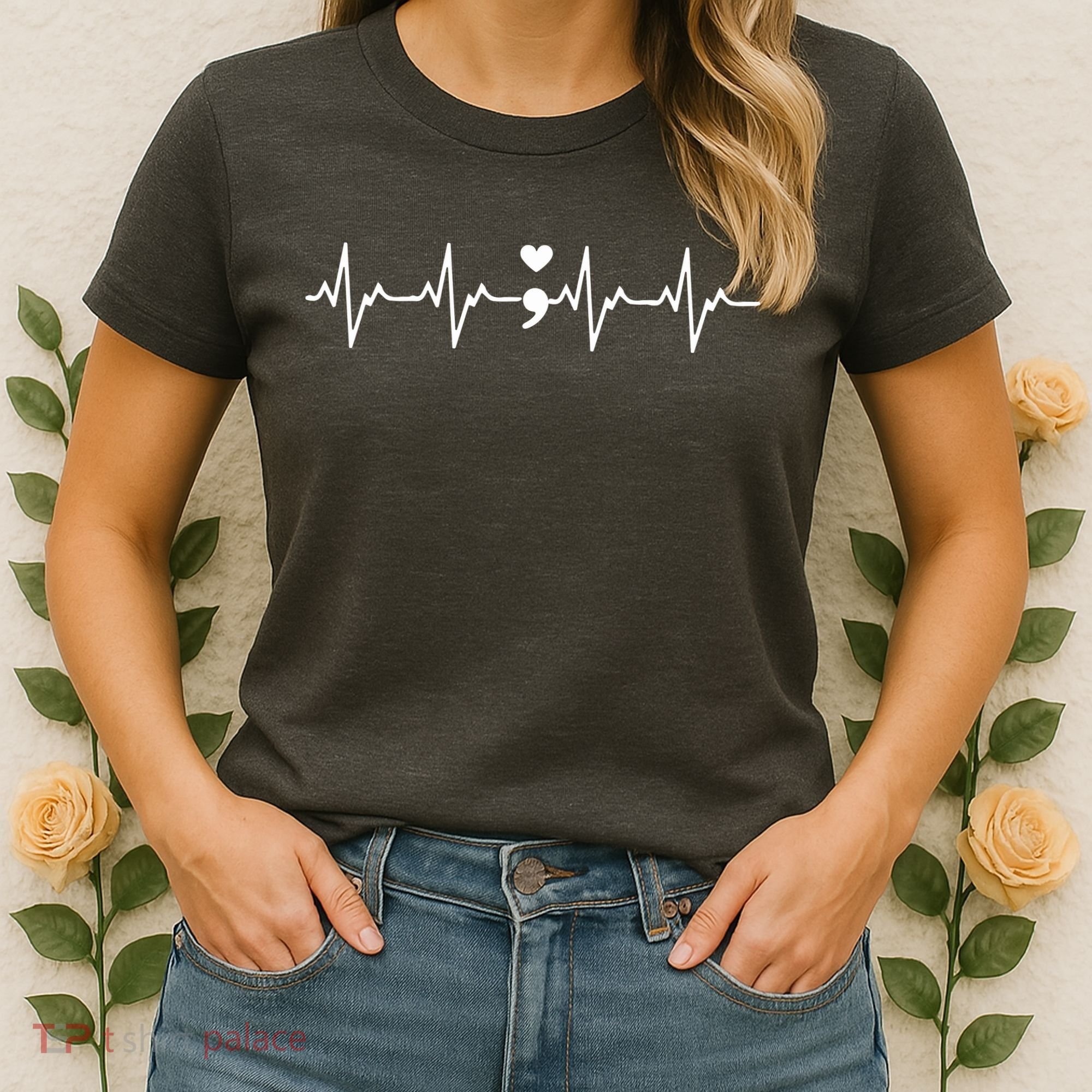 Suicide Prevention Awareness HeartBeat Semicolon Gift Women's T-Shirt