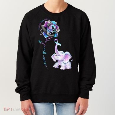 Suicide Prevention Awareness Flower Elephant Ribbon Gift Women's Sweatshirt