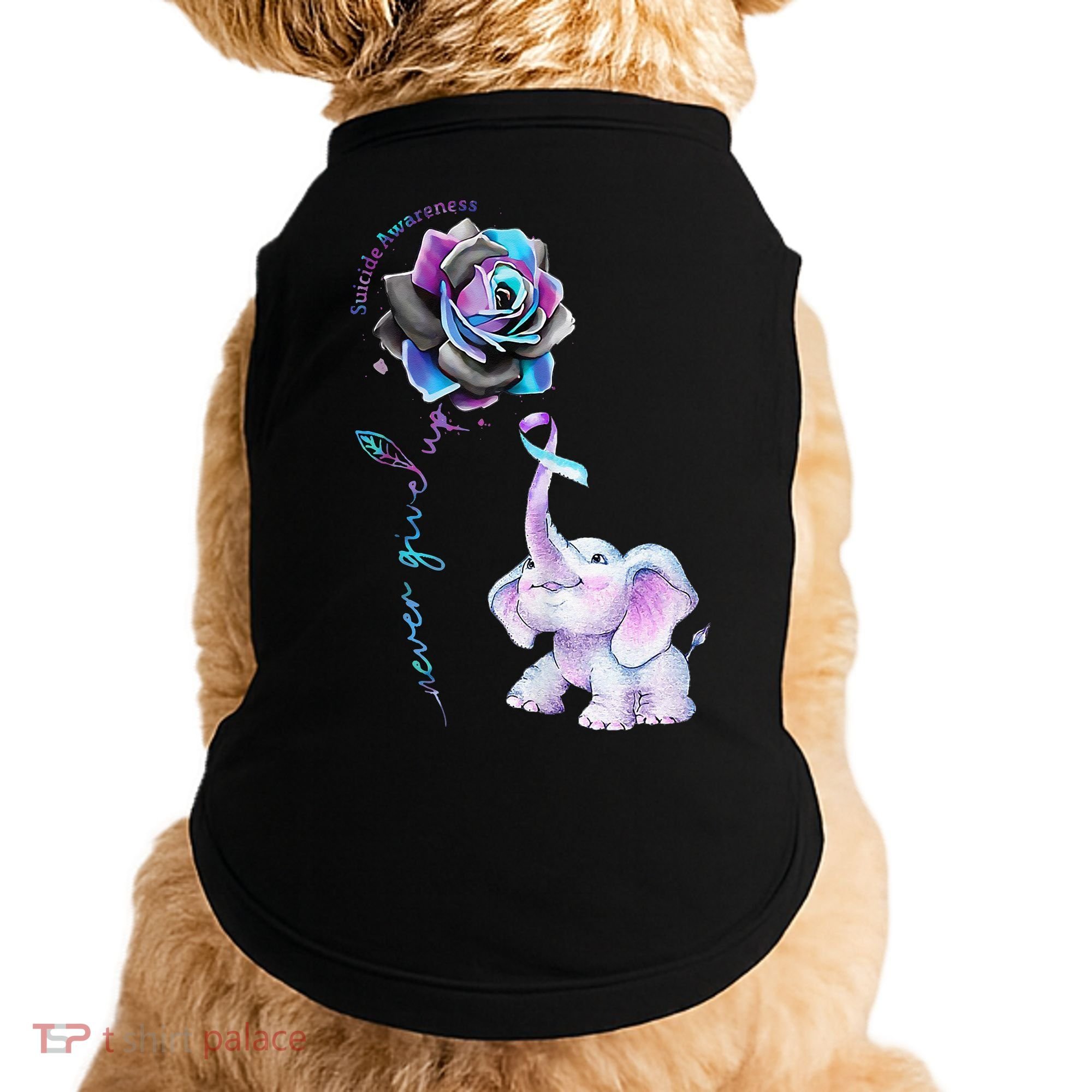 Suicide Prevention Awareness Flower Elephant Ribbon Gift Doggie Tank