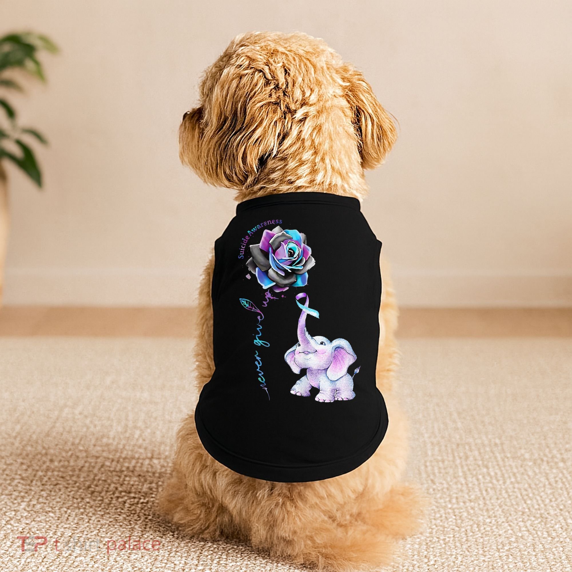 Suicide Prevention Awareness Flower Elephant Ribbon Gift Doggie Tank