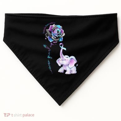 Suicide Prevention Awareness Flower Elephant Ribbon Gift USA-Made Doggie Bandana