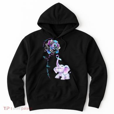 Suicide Prevention Awareness Flower Elephant Ribbon Gift Hoodie