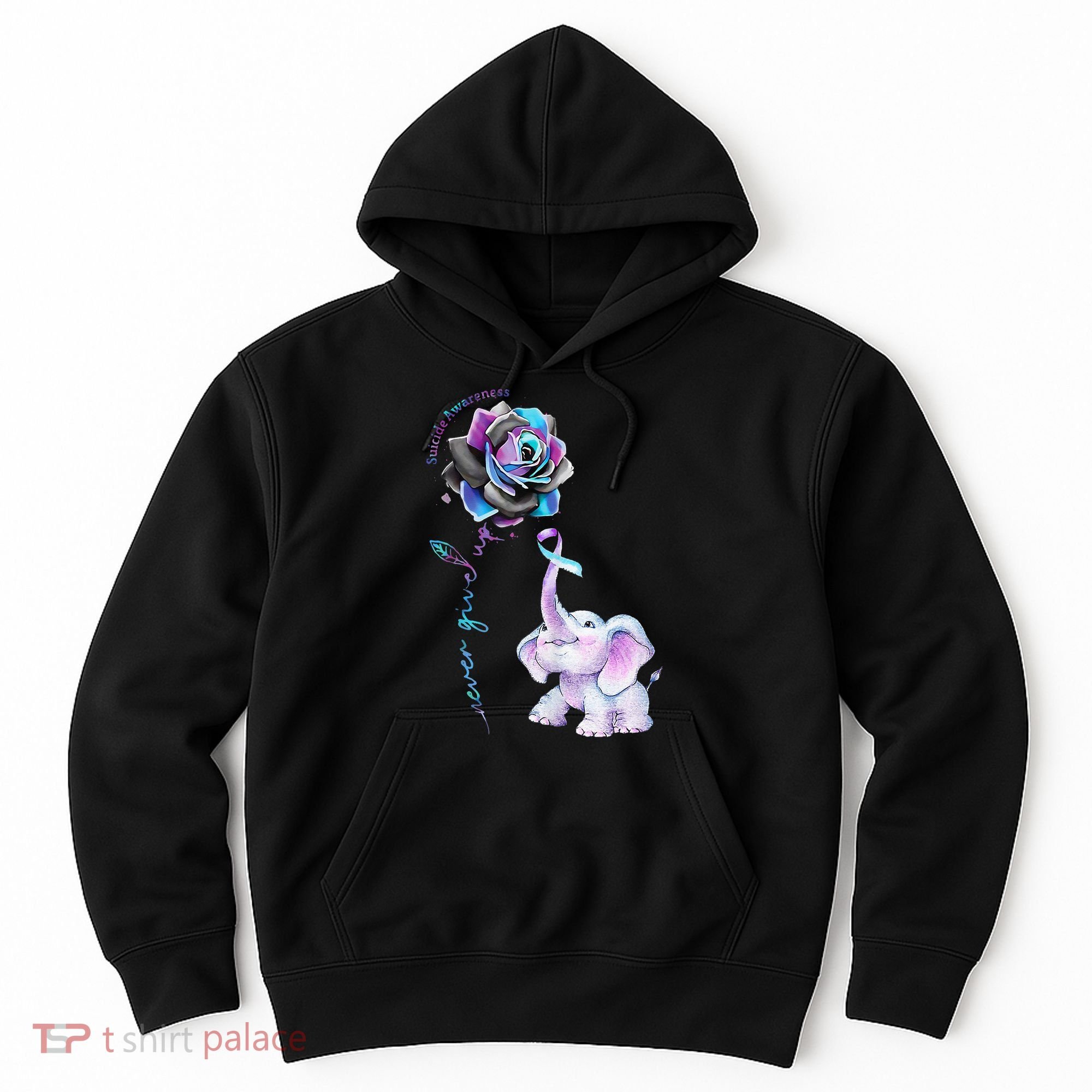 Suicide Prevention Awareness Flower Elephant Ribbon Gift Hoodie