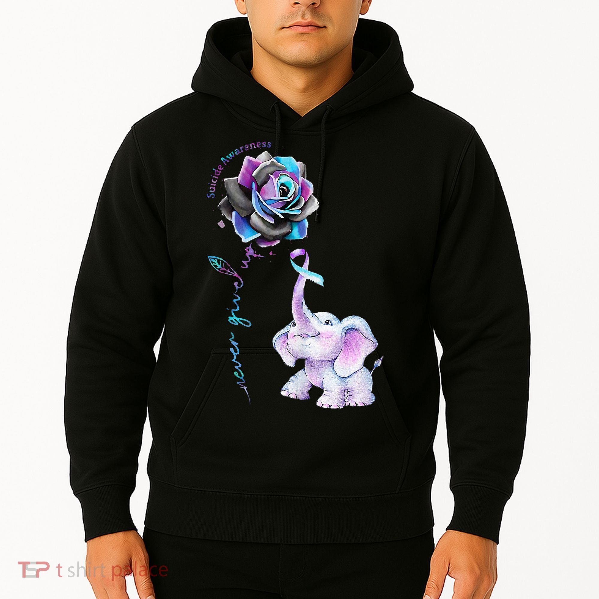 Suicide Prevention Awareness Flower Elephant Ribbon Gift Hoodie