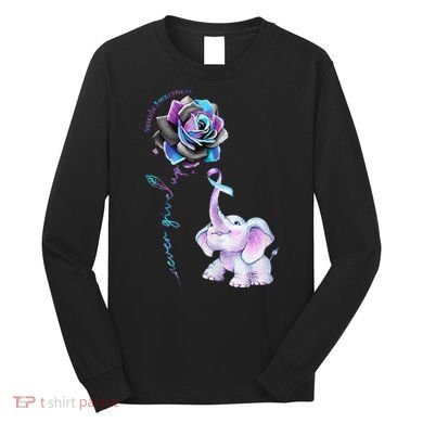 Suicide Prevention Awareness Flower Elephant Ribbon Gift Long Sleeve Shirt