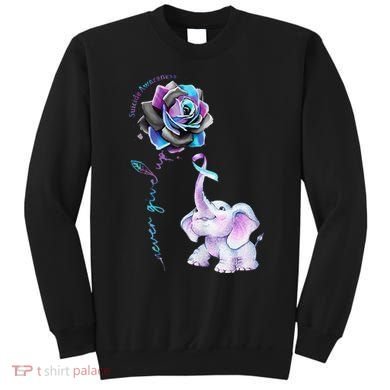 Suicide Prevention Awareness Flower Elephant Ribbon Gift Sweatshirt
