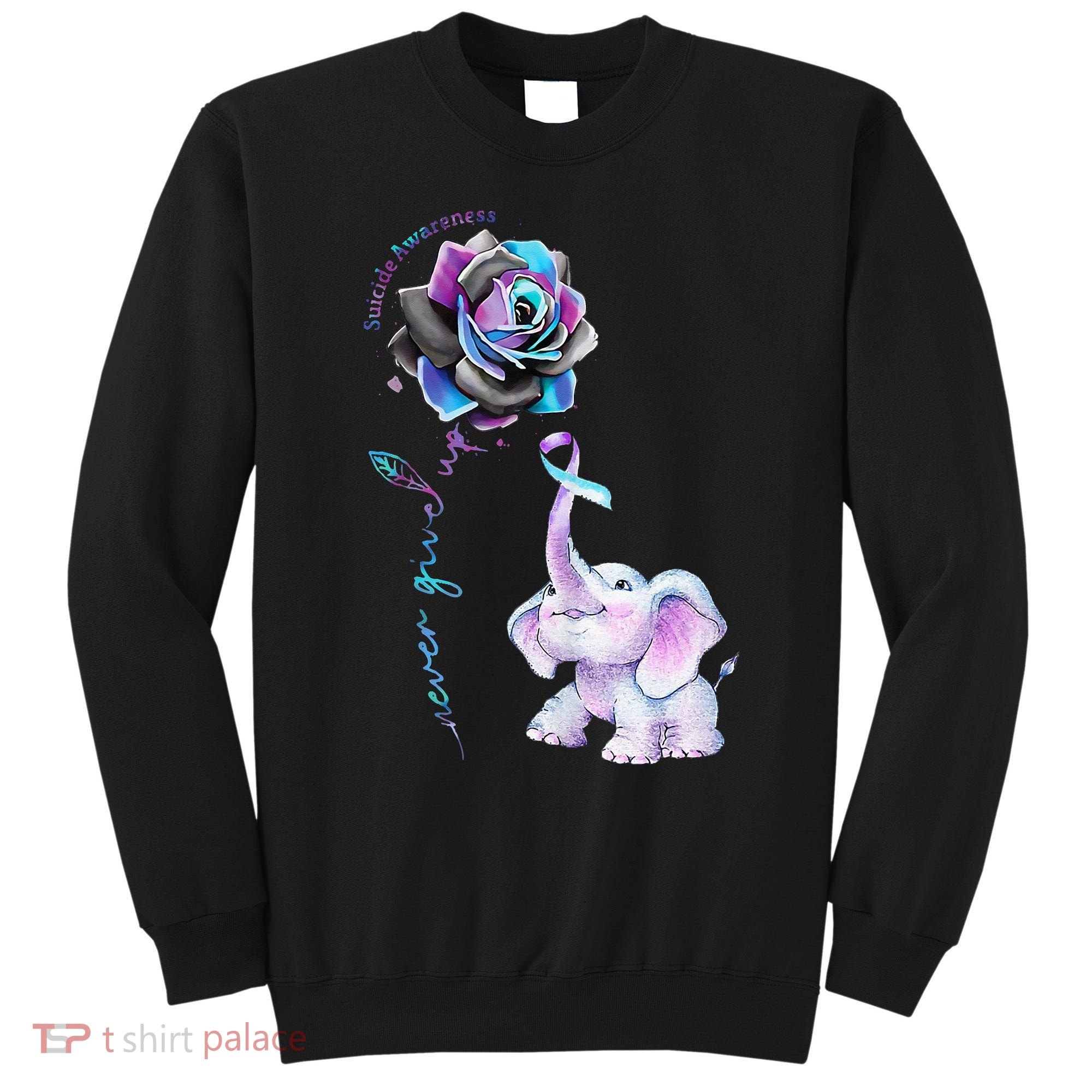 Suicide Prevention Awareness Flower Elephant Ribbon Gift Sweatshirt