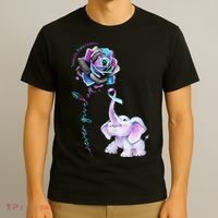 Suicide Prevention Awareness Flower Elephant Ribbon Gift T-Shirt thumb 3