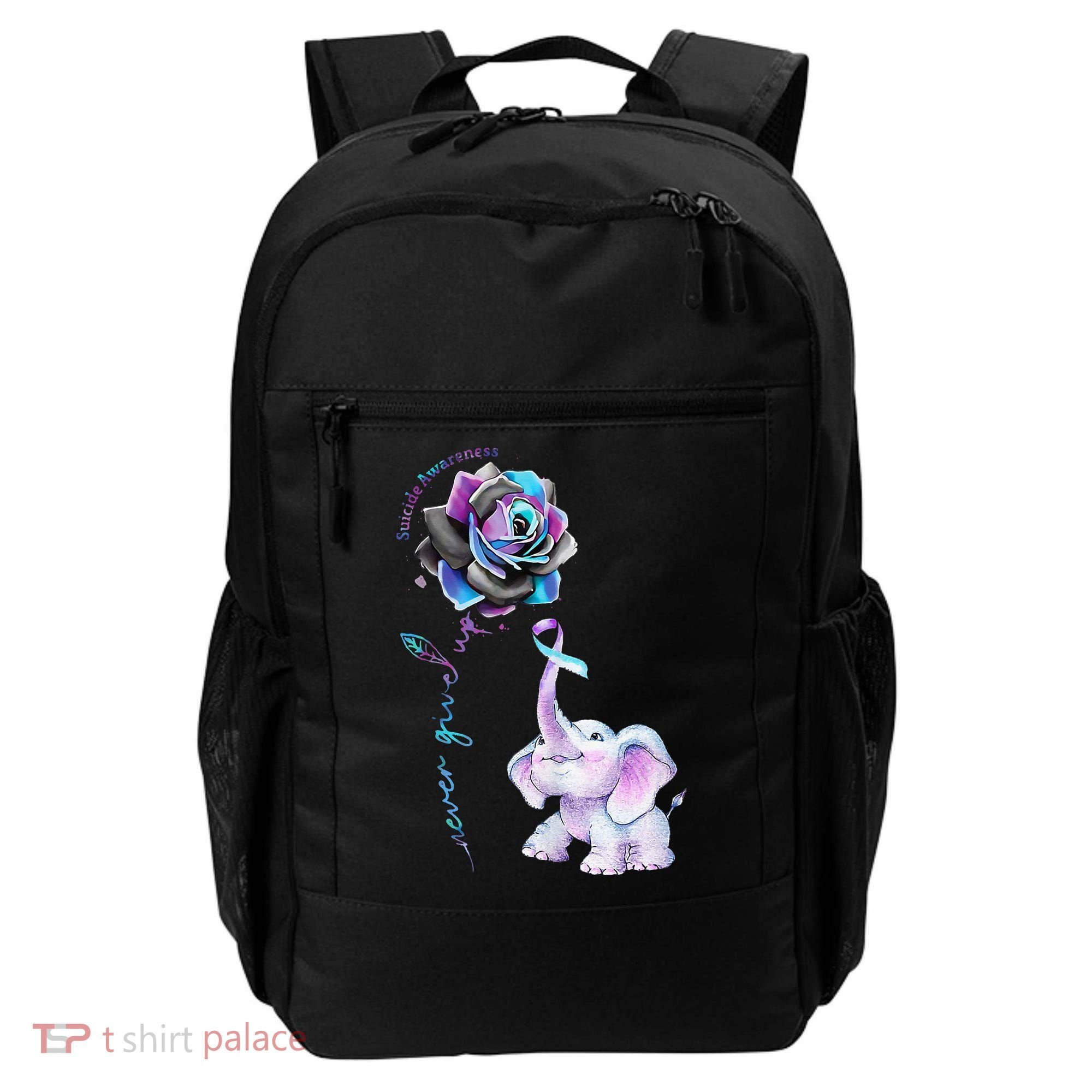 Suicide Prevention Awareness Flower Elephant Ribbon Gift Backpack