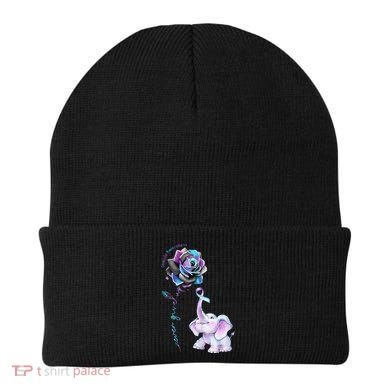 Suicide Prevention Awareness Flower Elephant Ribbon Gift Beanie