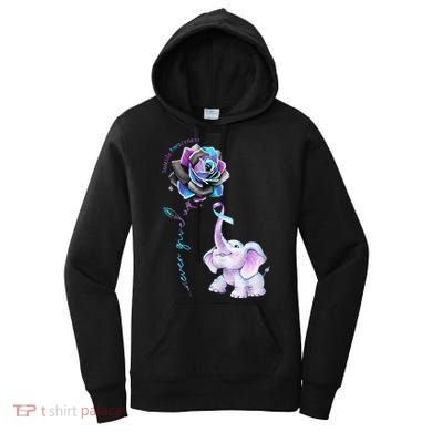 Suicide Prevention Awareness Flower Elephant Ribbon Gift Women's Hoodie