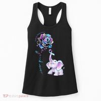 Suicide Prevention Awareness Flower Elephant Ribbon Gift Women's Tank Top thumb 0