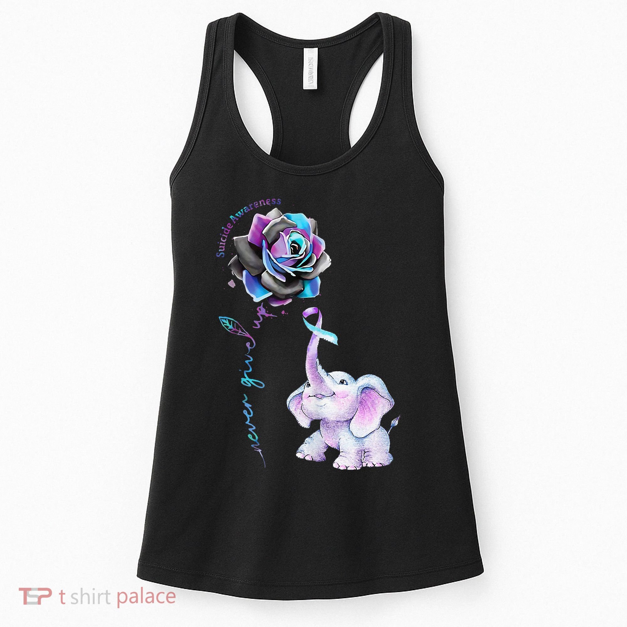 Suicide Prevention Awareness Flower Elephant Ribbon Gift Women's Tank Top
