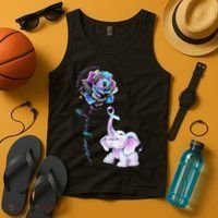 Suicide Prevention Awareness Flower Elephant Ribbon Gift Tank Top thumb 4