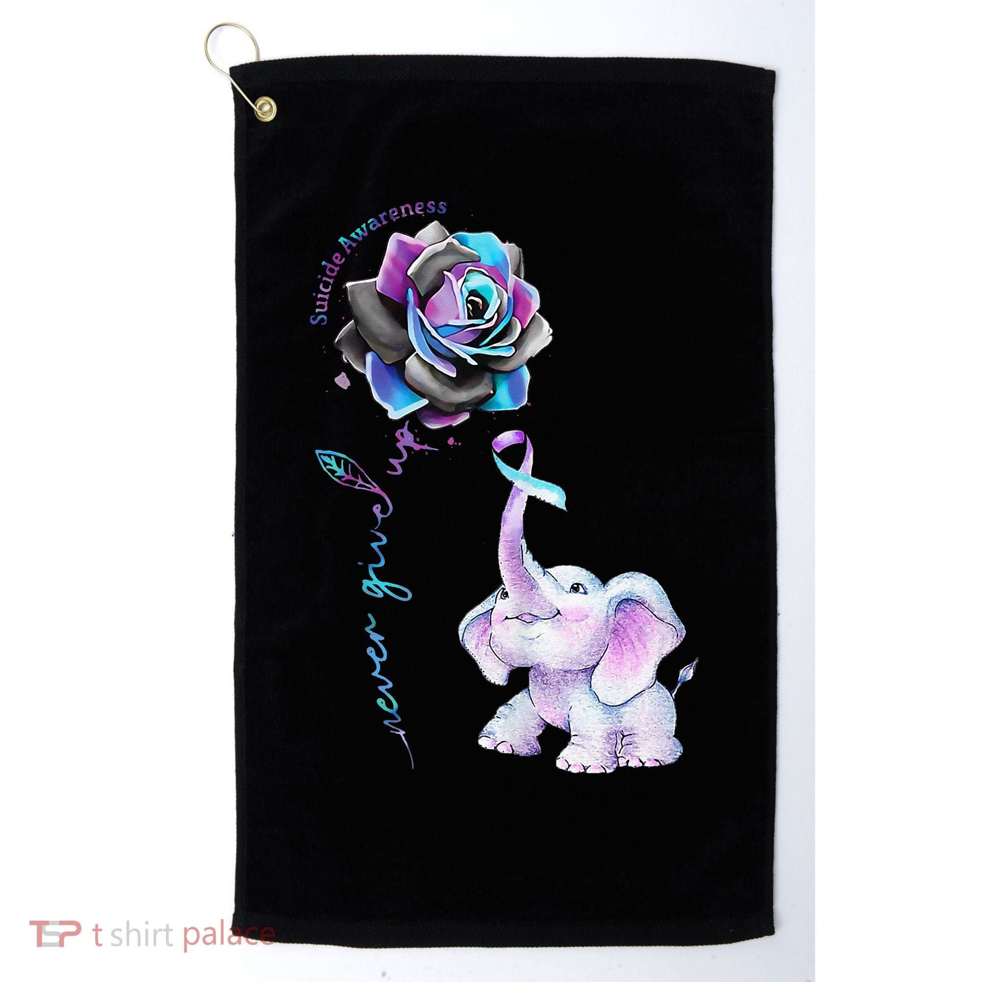 Suicide Prevention Awareness Flower Elephant Ribbon Gift Golf Towel
