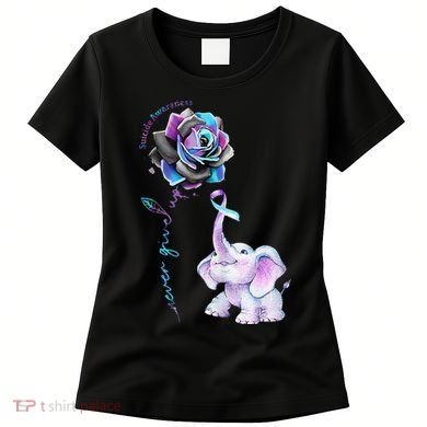 Suicide Prevention Awareness Flower Elephant Ribbon Gift Women's T-Shirt