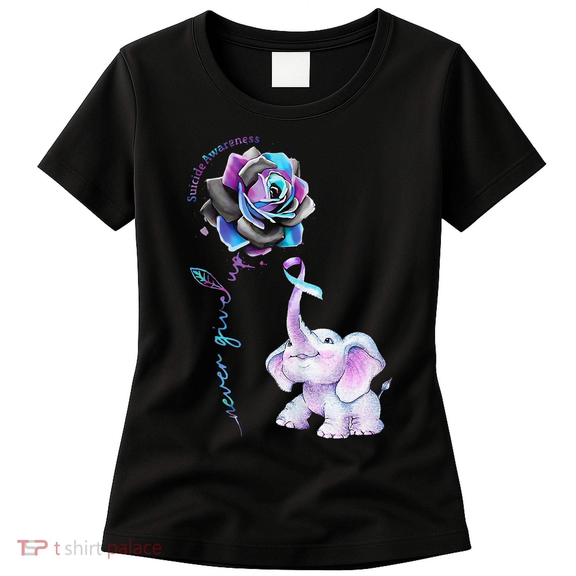 Suicide Prevention Awareness Flower Elephant Ribbon Gift Women's T-Shirt