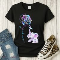 Suicide Prevention Awareness Flower Elephant Ribbon Gift Women's T-Shirt thumb 3