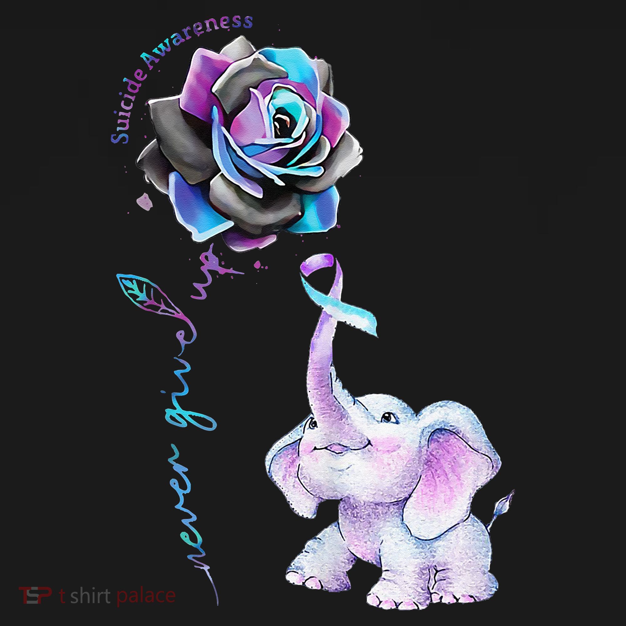 Suicide Prevention Awareness Flower Elephant Ribbon Gift Women's T-Shirt