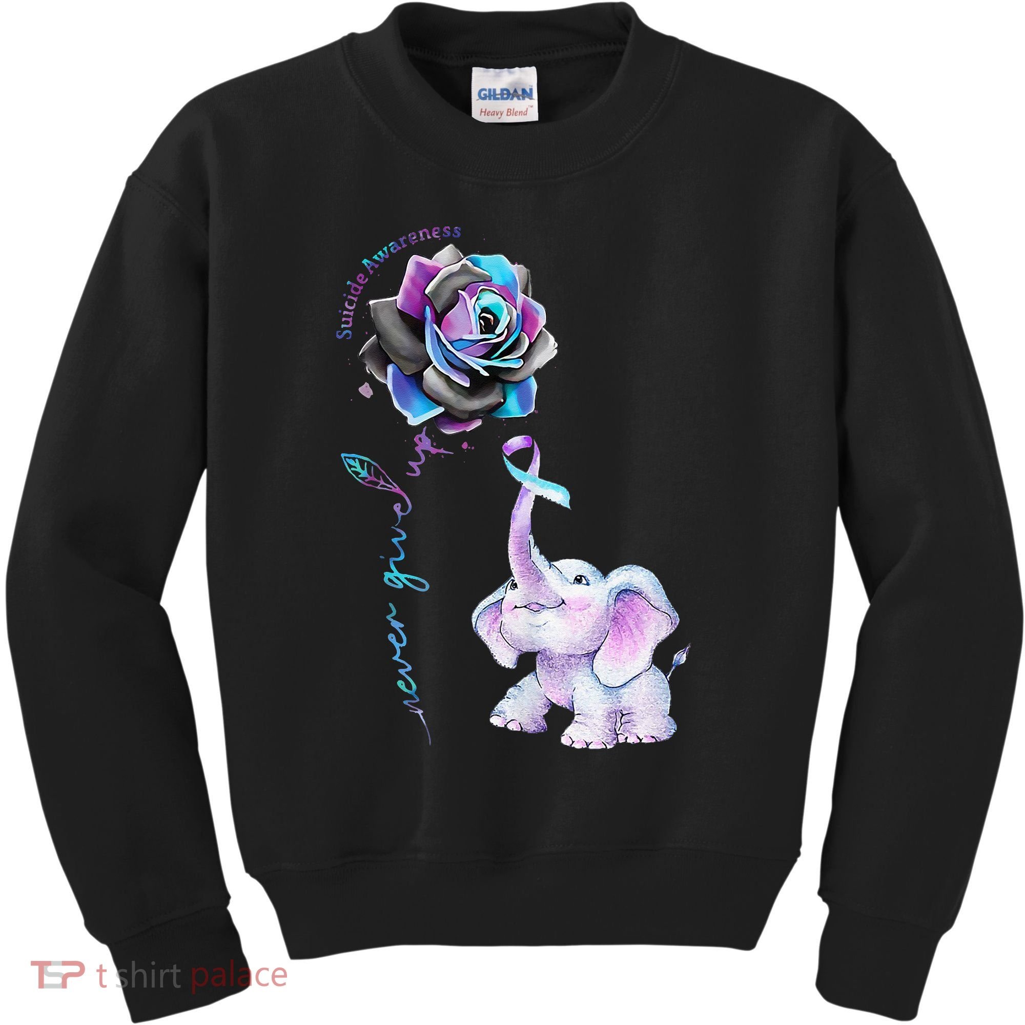 Suicide Prevention Awareness Flower Elephant Ribbon Gift Kids Sweatshirt