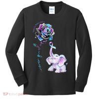 Suicide Prevention Awareness Flower Elephant Ribbon Gift Kids Long Sleeve Shirt thumb 0