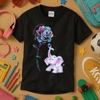 Suicide Prevention Awareness Flower Elephant Ribbon Gift Kids T-Shirt thumb 3