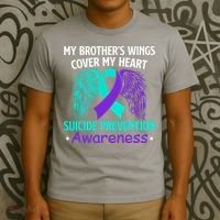 Suicide Prevention Awareness My Brother's Cover My Heart T-Shirt thumb 3