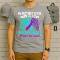 Suicide Prevention Awareness My Brother's Cover My Heart T-Shirt thumb 6