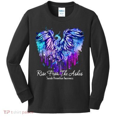 Suicide Prevention Awareness Rise From Phoenix The Ashes Kids Long Sleeve Shirt
