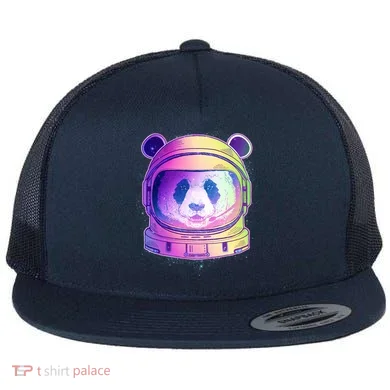Space Astro Panda Flat Bill Trucker Hat