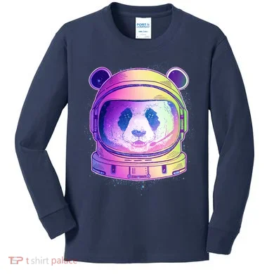 Space Astro Panda Kids Long Sleeve Shirt