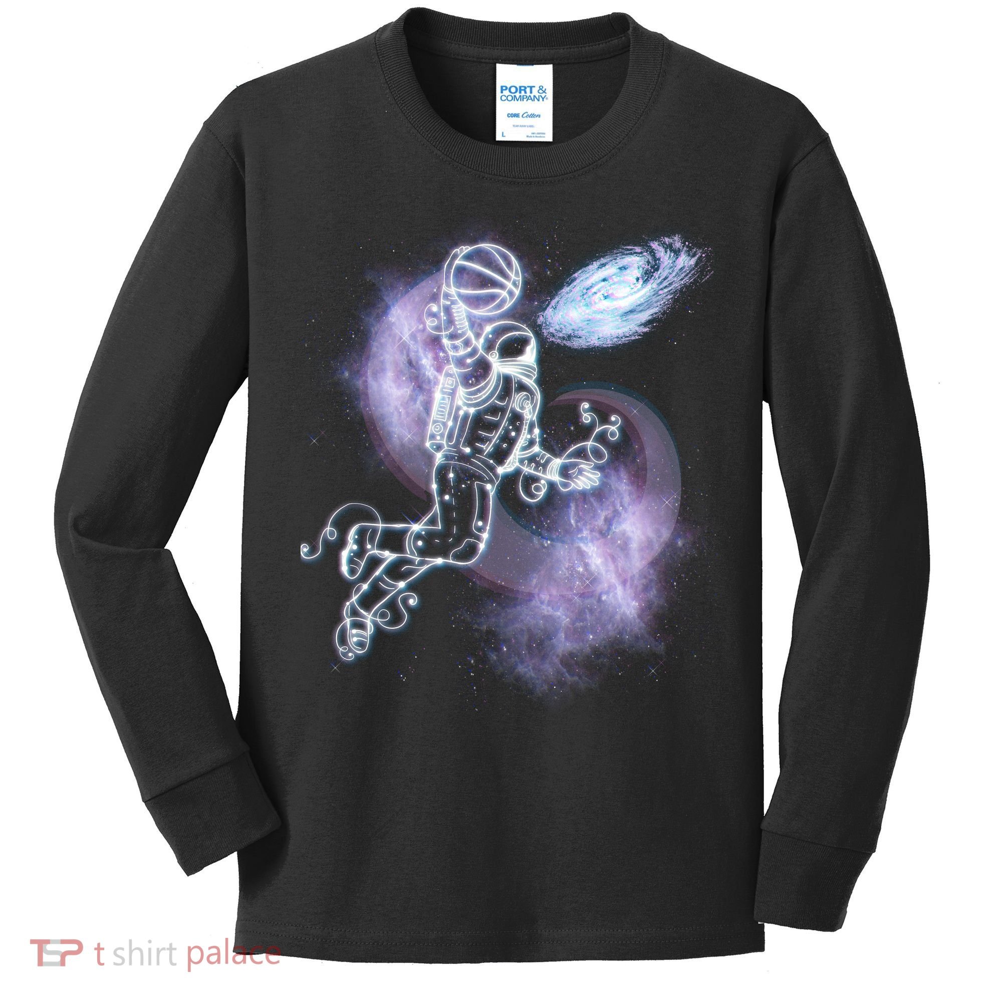 Space Astronaut Dunk Nebula Jam Kids Long Sleeve Shirt