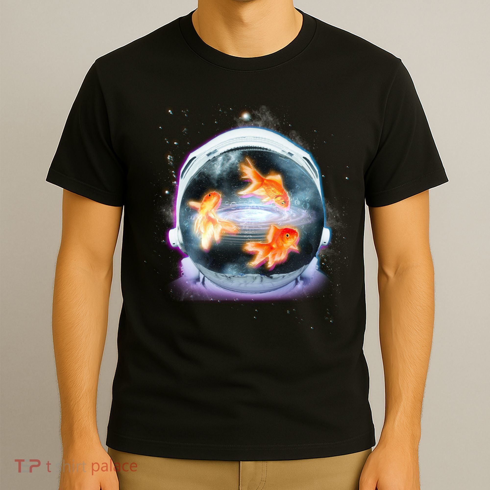 Space Astronaut Helmet Goldfish T-Shirt