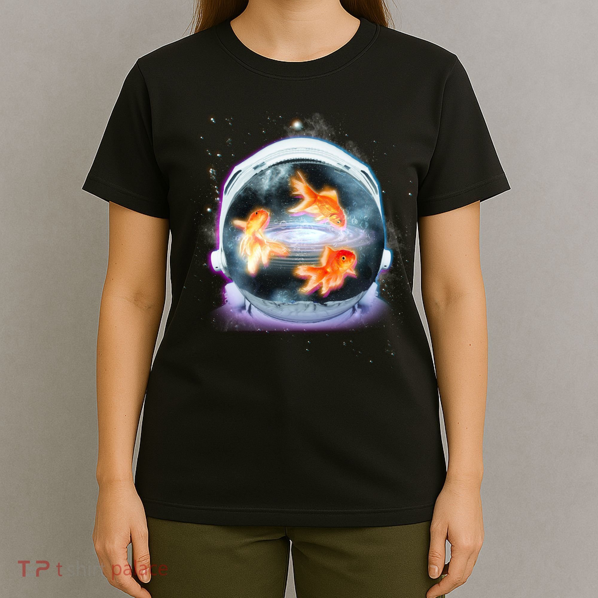 Space Astronaut Helmet Goldfish T-Shirt