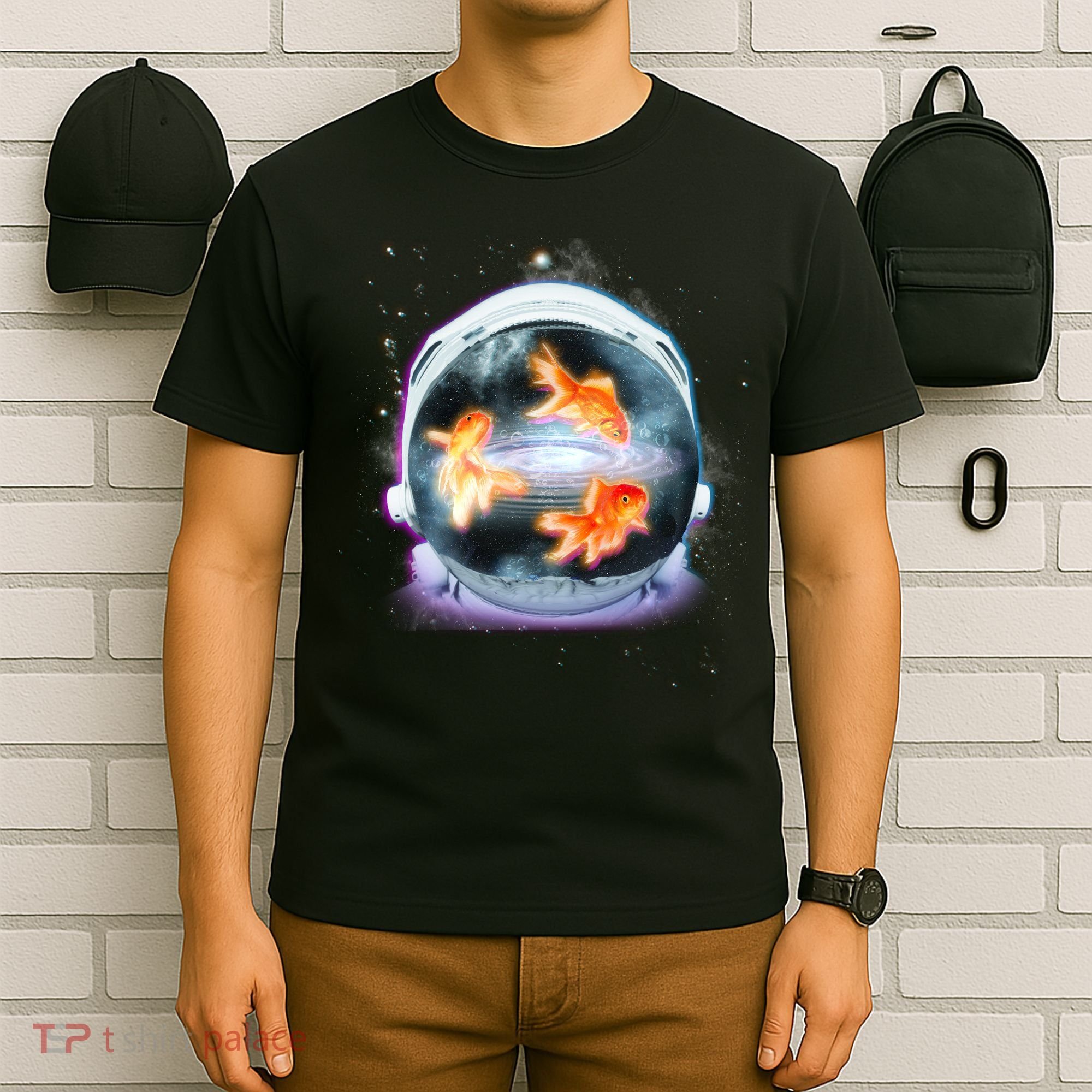Space Astronaut Helmet Goldfish T-Shirt
